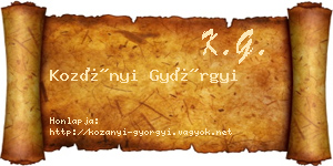 Kozányi Györgyi névjegykártya